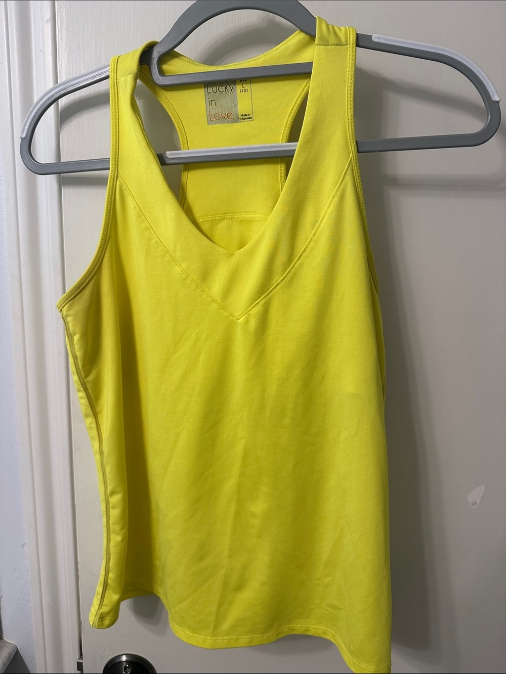 Lucky In Love Women's Yellow Athletic Tank Top Tennis Golf